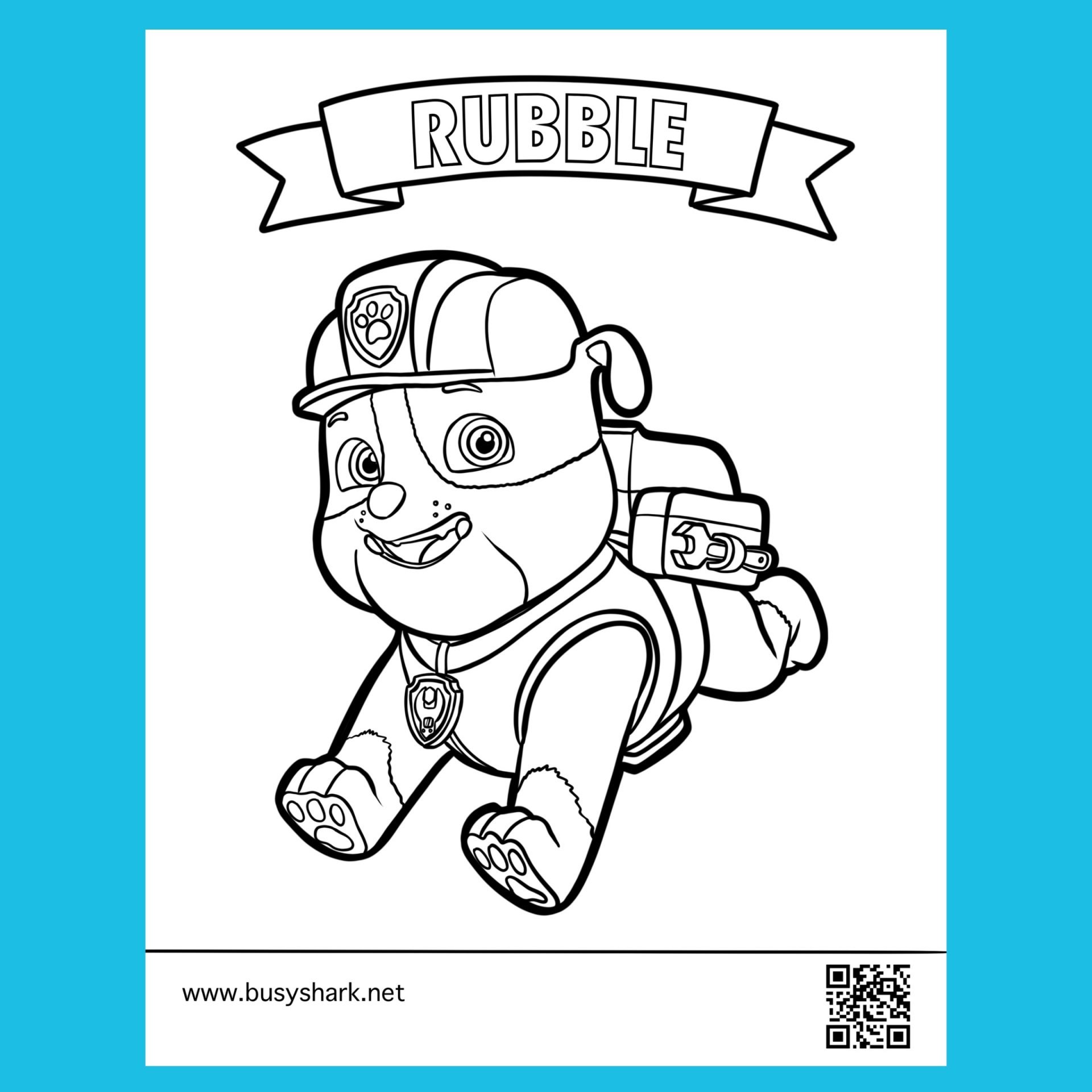 Paw patrol rubble free coloring page