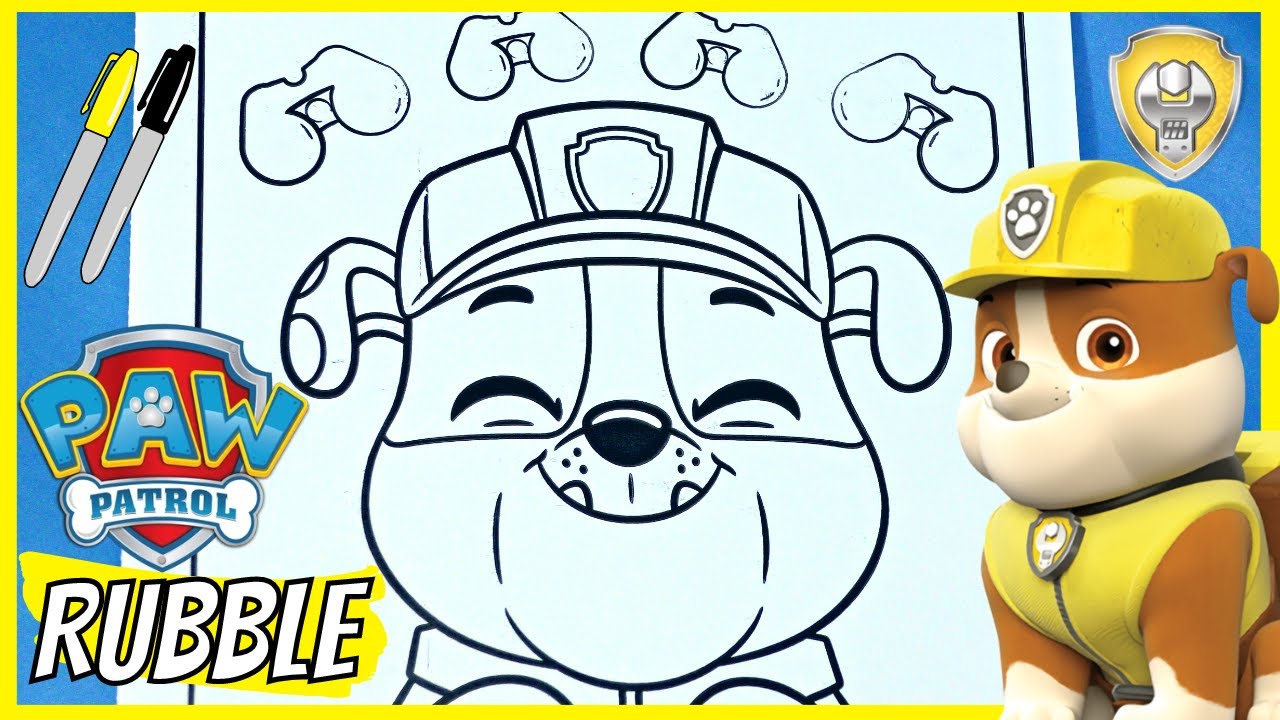 Rubble paw patrol paw patrol rubble coloring rubble how to color rubble paw patrol yes