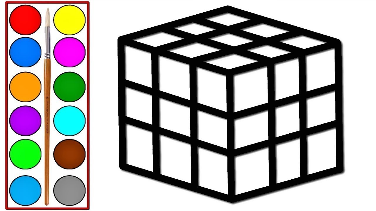 Rubiks cube coloring and drawing activity for kids learning colors for kids