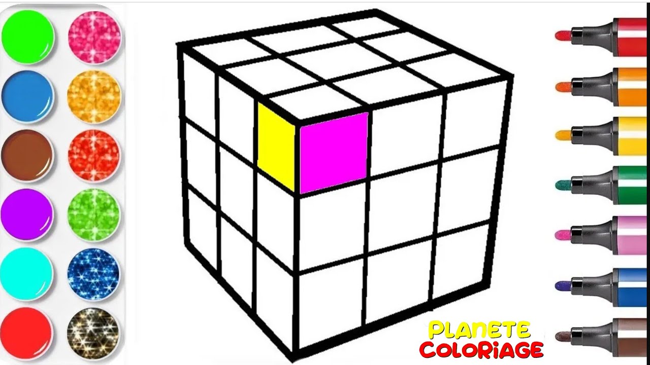 Coloriage rubiks cube apprendre a dessiner vidão ãducative