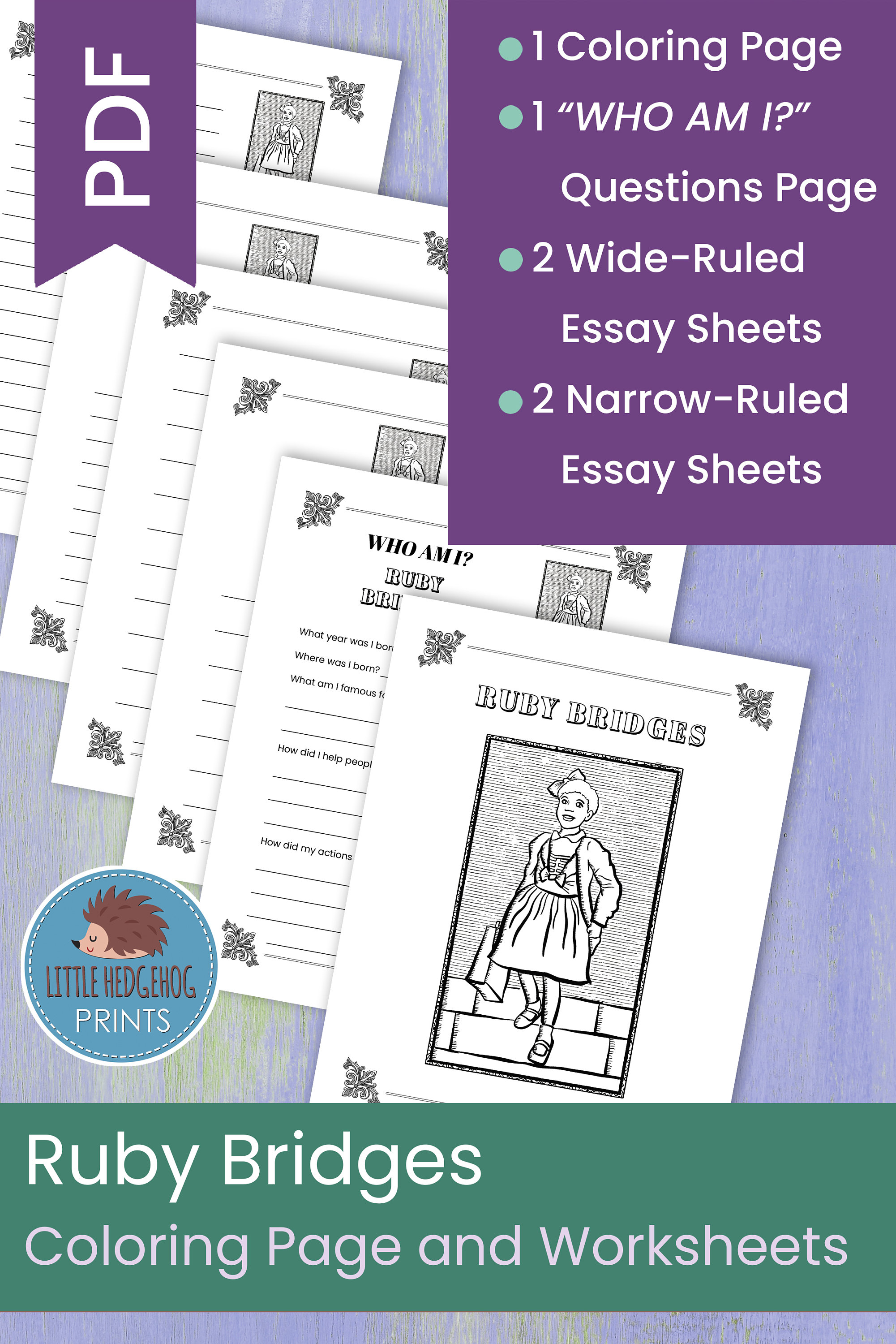 Ruby bridges coloring page and worksheets instant download