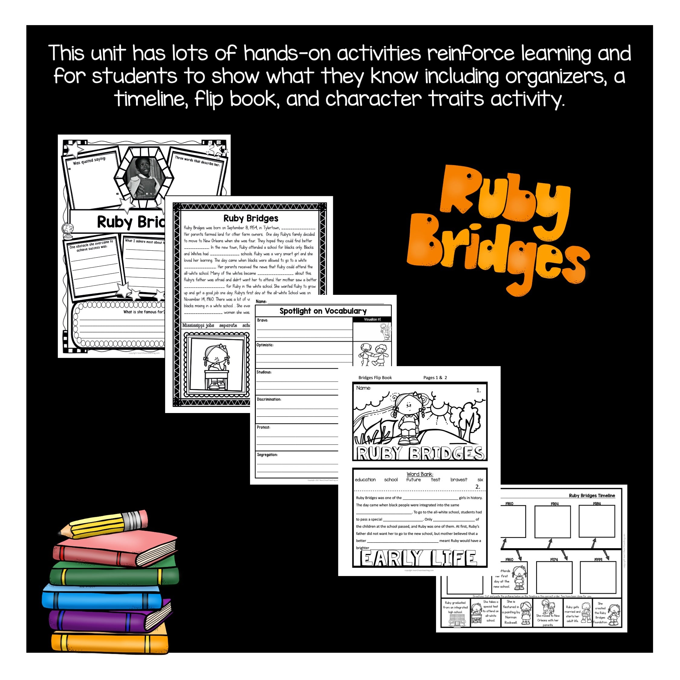 The life story of ruby bridges activity pack â heart heart teaching