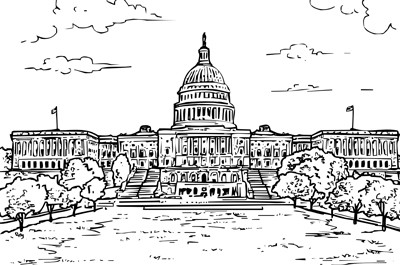 United states capitol building coloring page