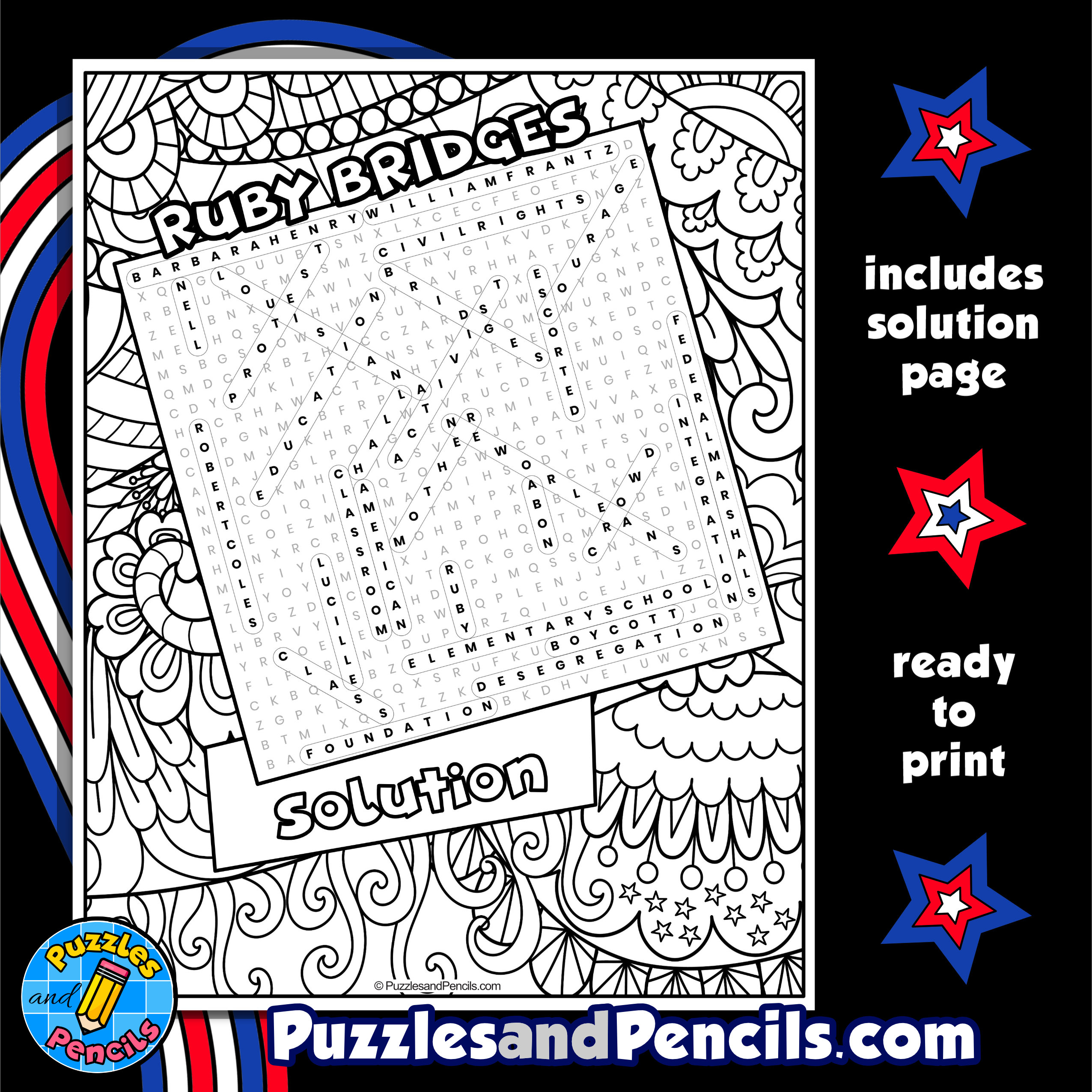 Ruby bridges word search puzzle activity page black history month wordsearch made by teachers