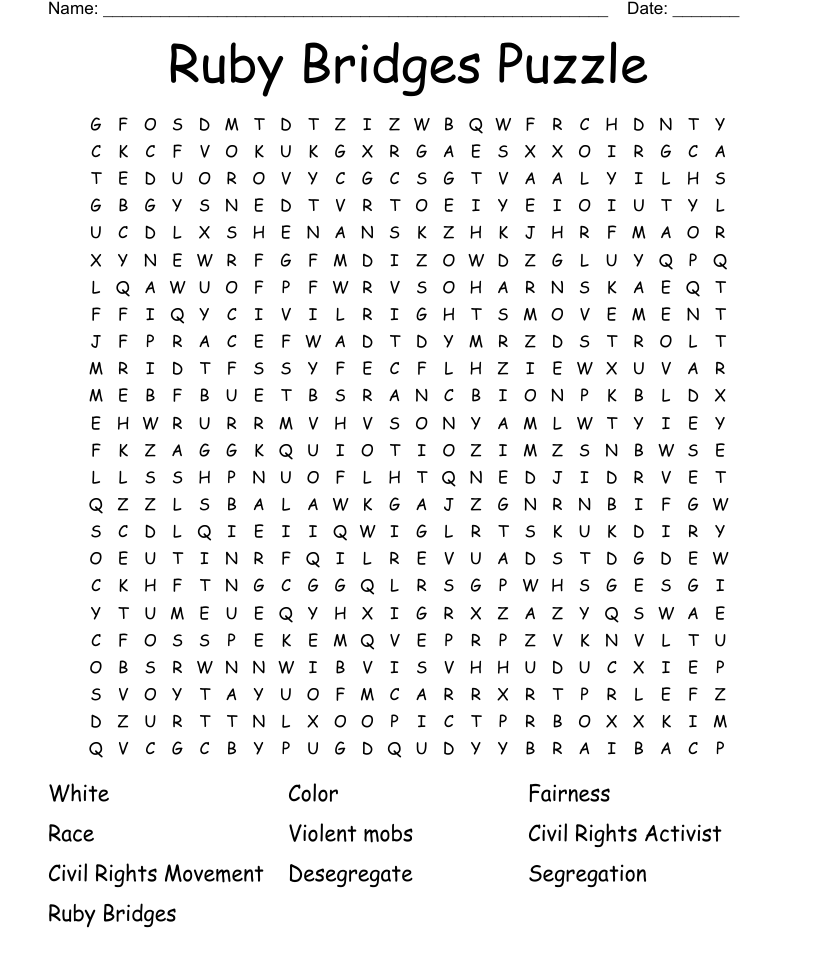 Similar to ruby bridges word search