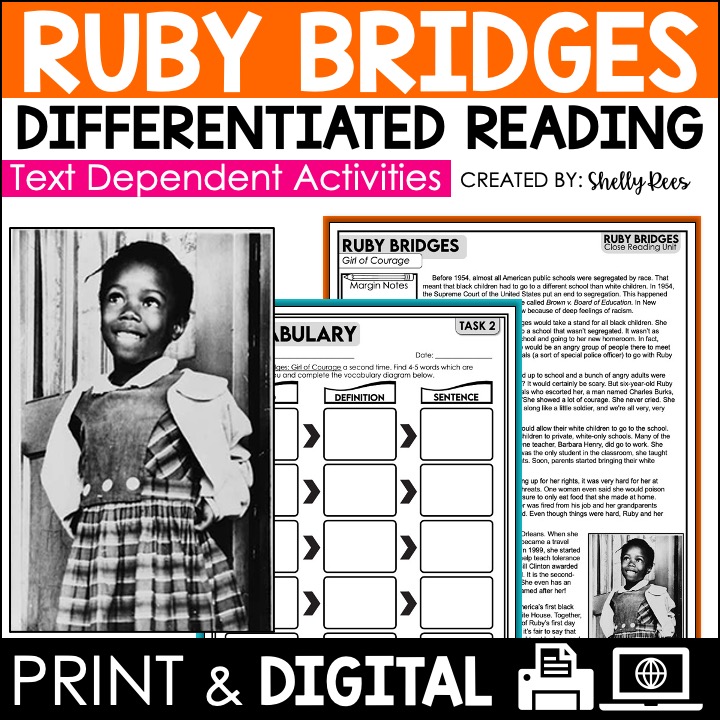 Ruby bridges reading passage and worksheets