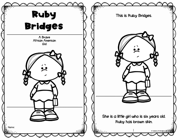 Ruby bridges reader black history first grade kindergarten social st â class of kinders