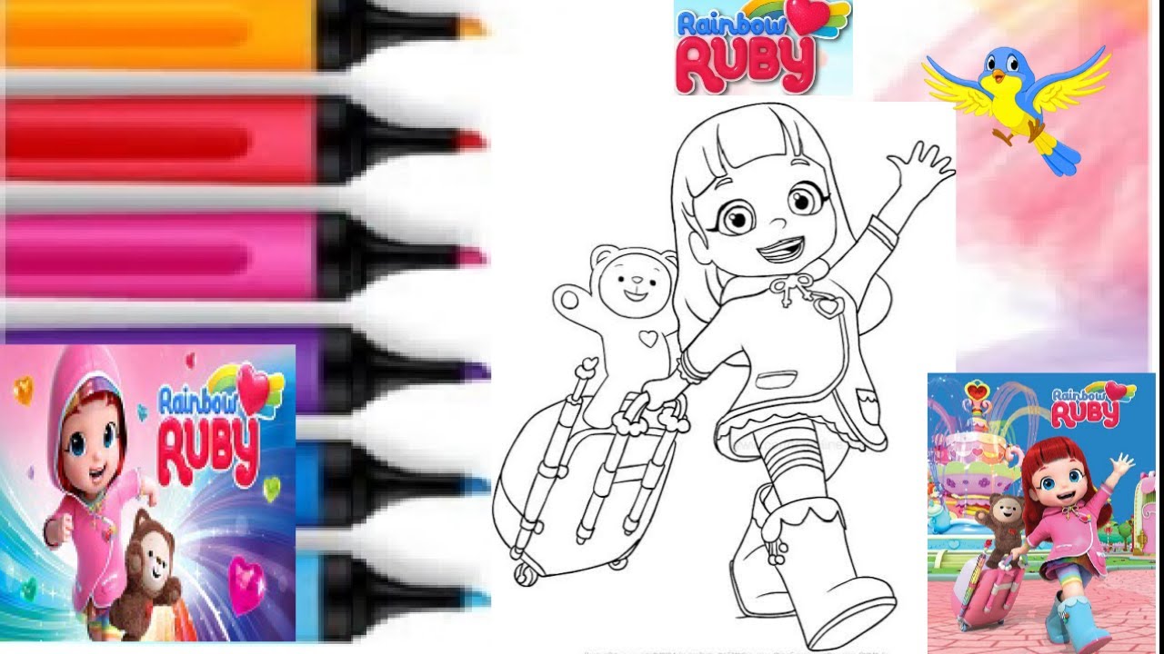 Coloring rainbow ruby coloring book page by color with rainbow ruby