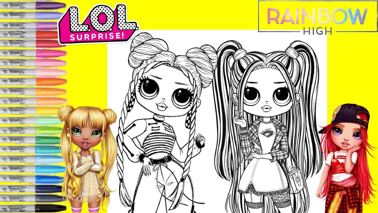 Lol surprise omg makeover as rainbow high sunny madison and ruby anderson coloring book page