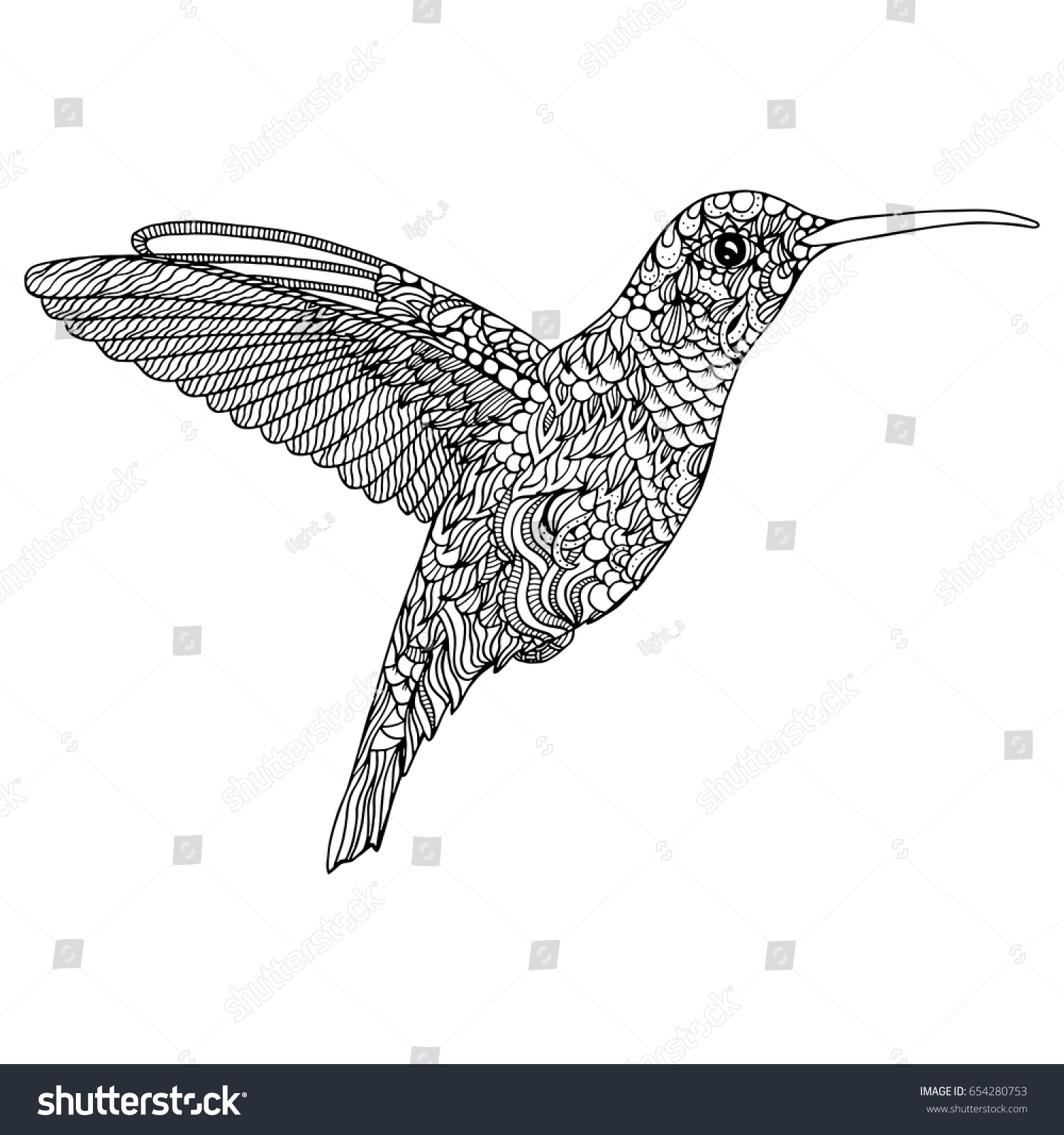 Hummingbird coloring page stock vector royalty free