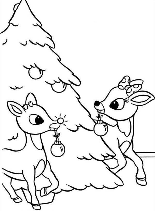 Rudolph and clarice decorated christmas tree coloring page color luna tree coloring page christmas coloring pages christmas present coloring pages