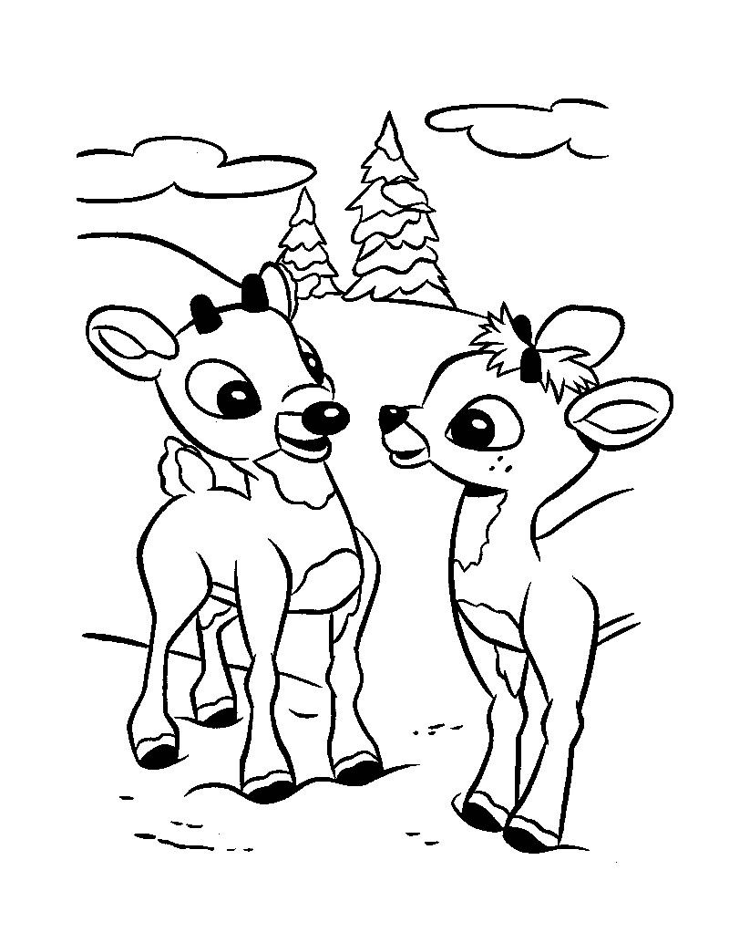 Rudolph and clarice color page rudolph coloring pages deer coloring pages printable christmas coloring pages