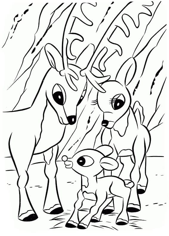 Rudolph family coloring page