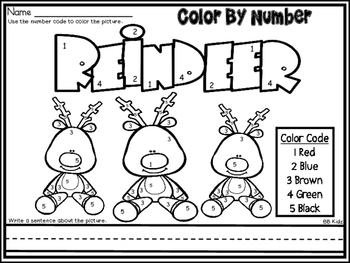 Free color by number christmas reindeer page by bb kidz tpt