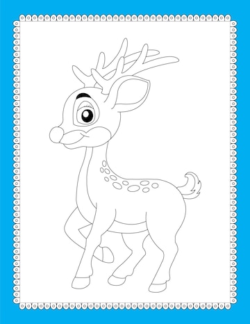 Premium vector rudolph the red nosed reindeer coloring page