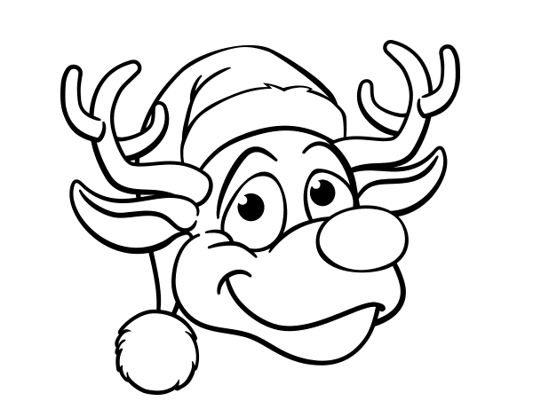 Reindeer face rudolph coloring page