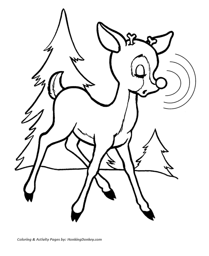 Rudolph the red nose reindeer coloring page
