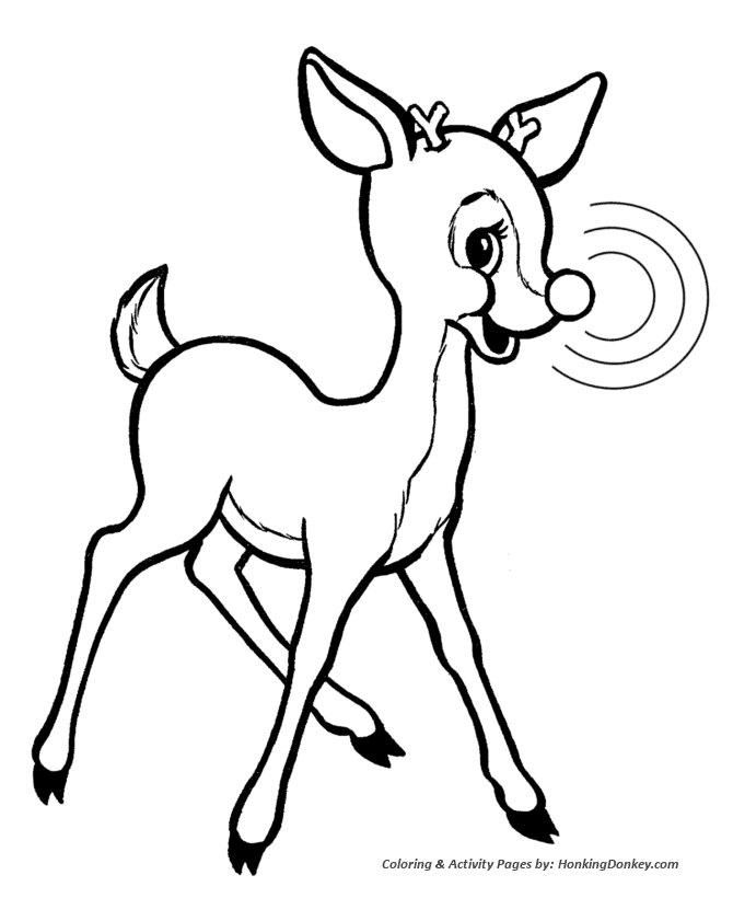 Rudolph the red nose reindeer coloring page