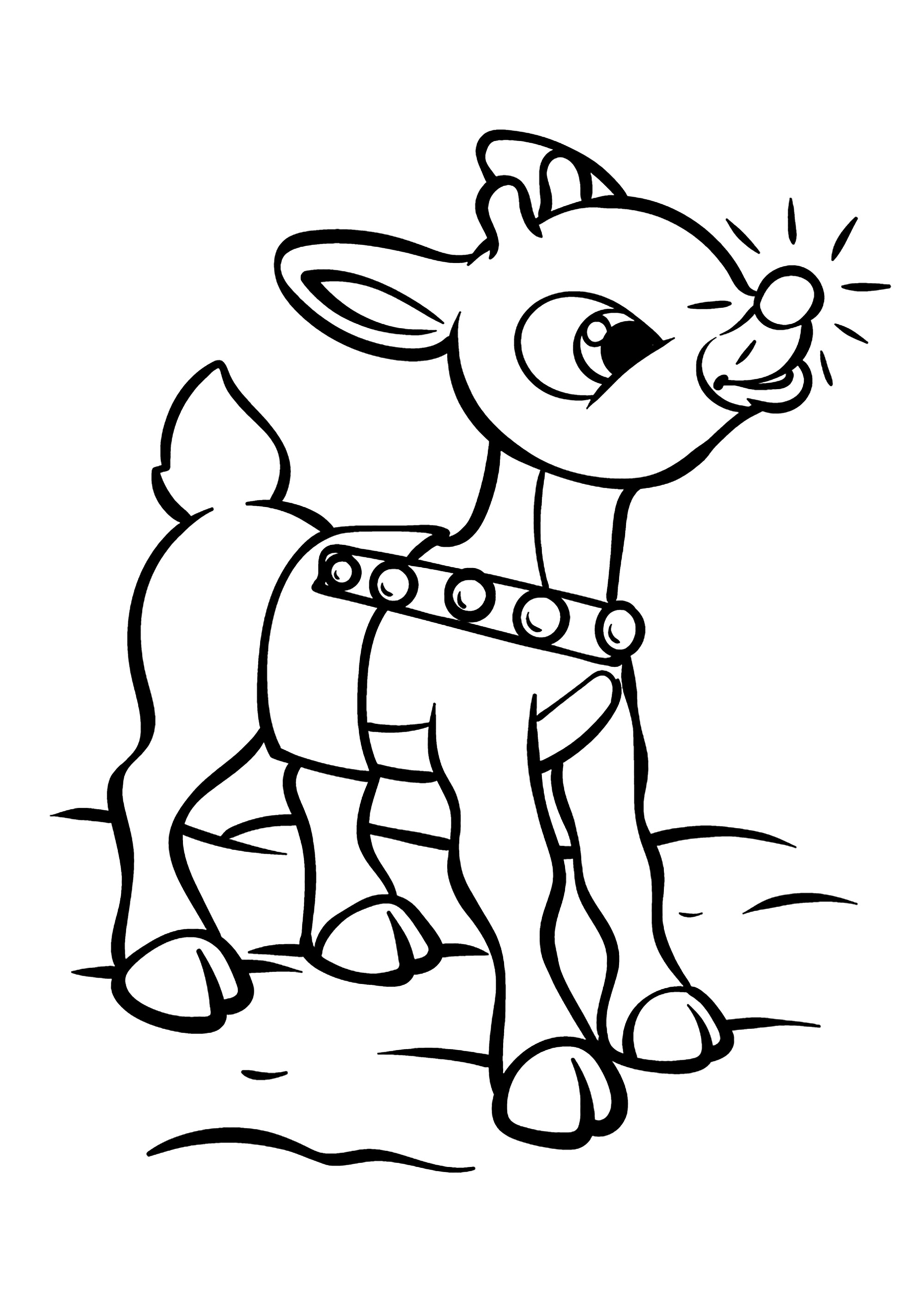 Simple coloring of santas reindeer rudolph