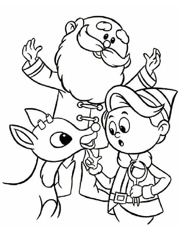 Rudolph santa and hermey talking coloring page color luna