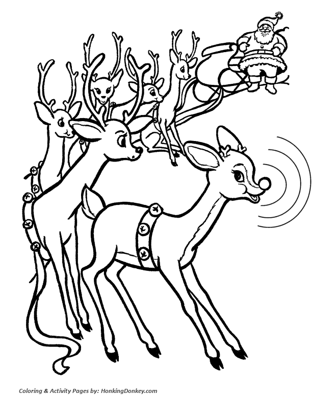 Rudolph the red nose reindeer coloring page