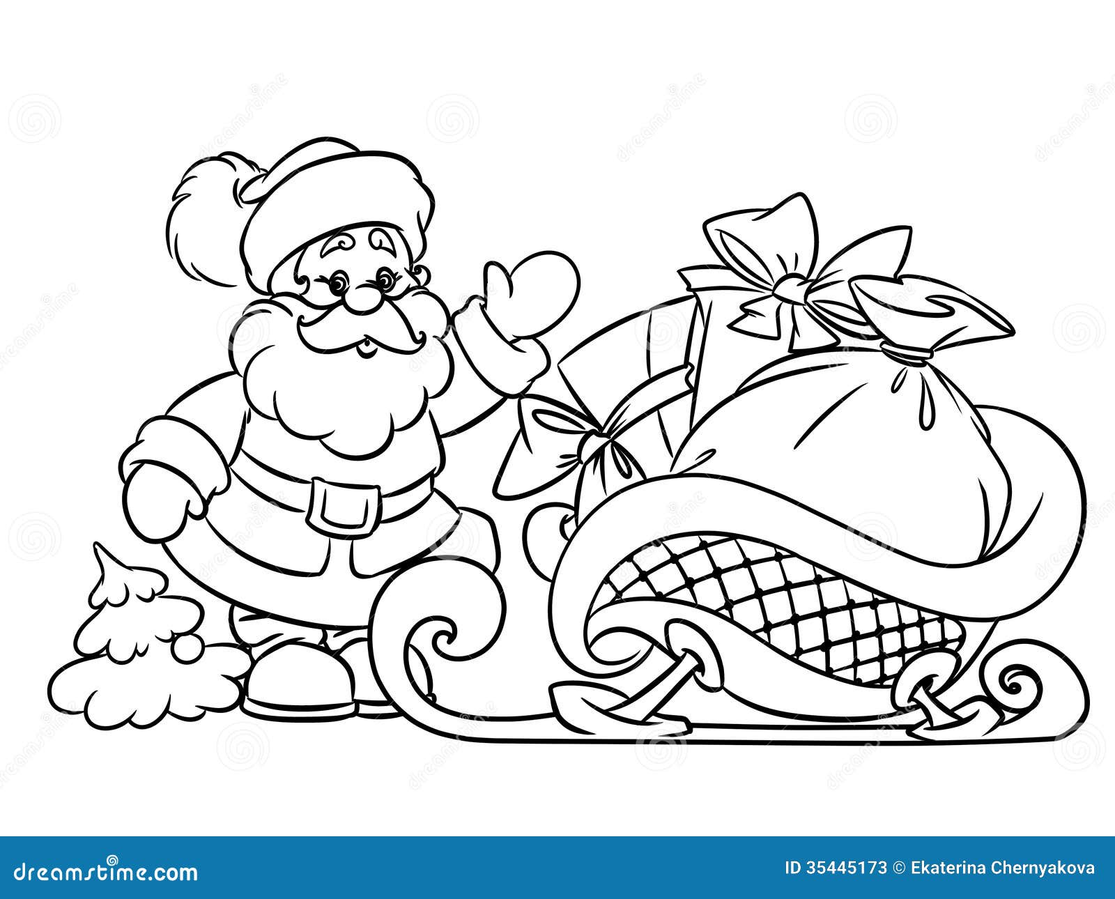 Coloring pages santa claus and christmas gifts stock illustration