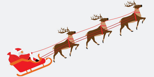 Reindeer pulling sleigh stock illustrations royalty