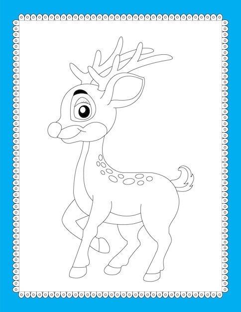 Premium vector rudolph the red nosed reindeer coloring page