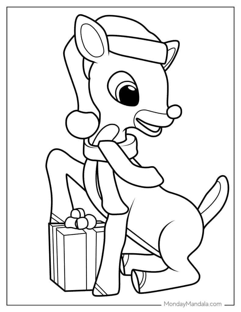 Rudolph coloring pages free pdf printables