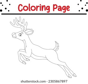 Christmas reindeer coloring page children happy stock vector royalty free