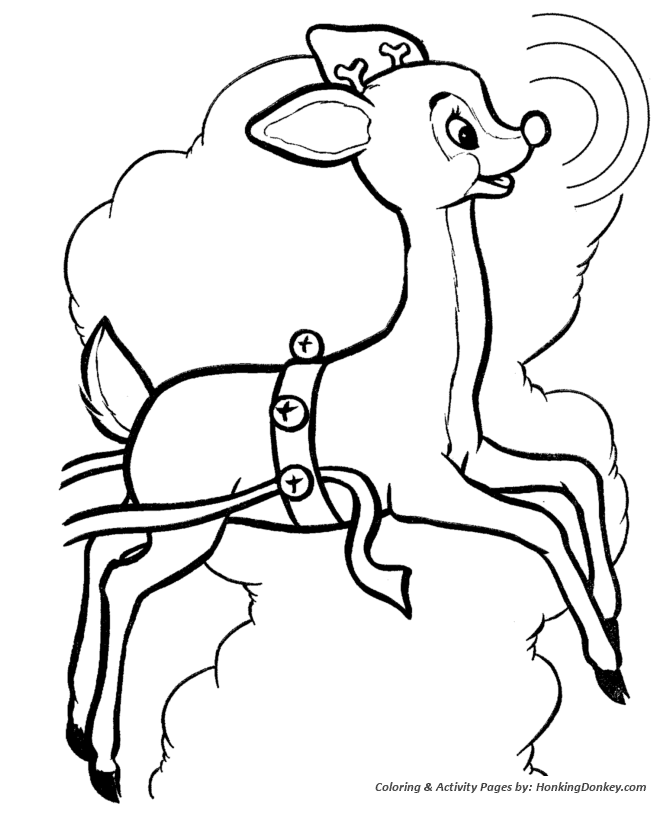 Rudolph the red nose reindeer coloring page