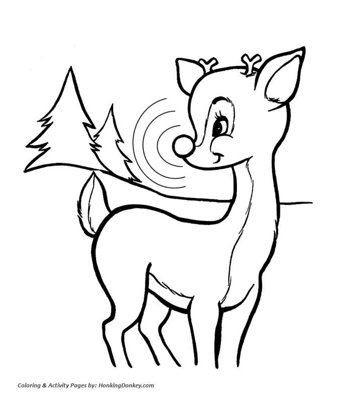 Rudolph the red nose reindeer coloring page