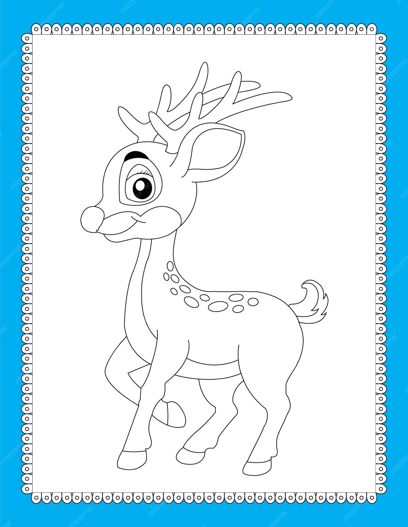 Premium vector rudolph the red nosed reindeer coloring page