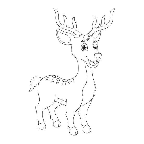 Cute deer coloring page kids animal outline reindeer coloring book stock vector by softflora