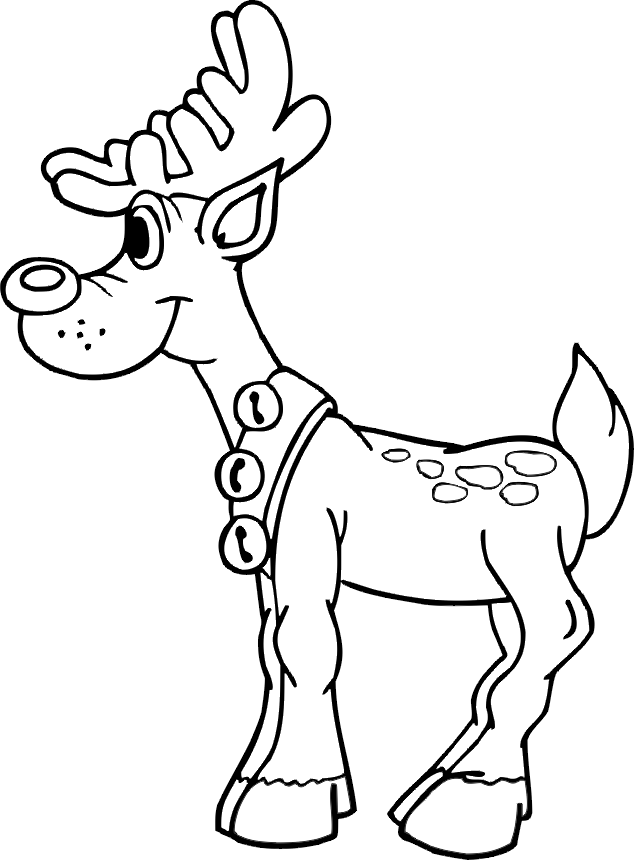 Christmas reindeer coloring page reindeer with bells on