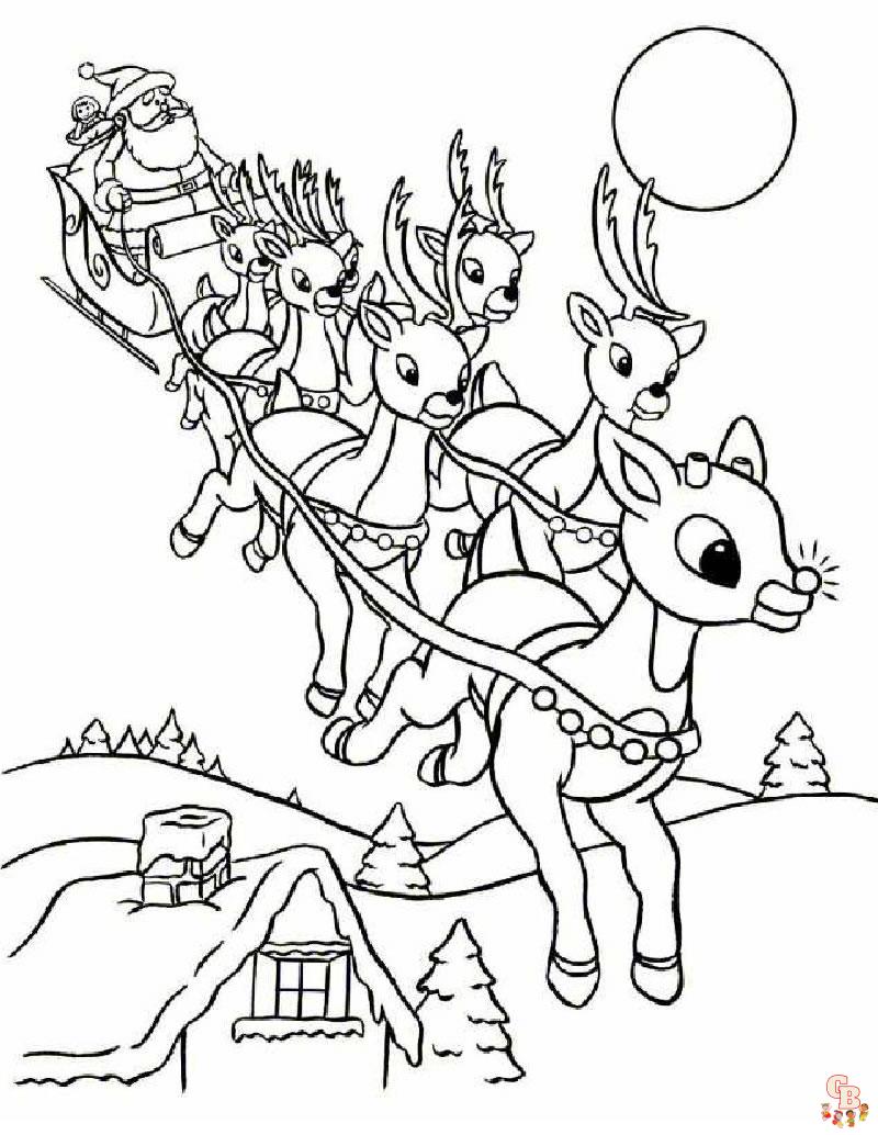 Rudolph red nosed reindeer coloring pages printable for kids