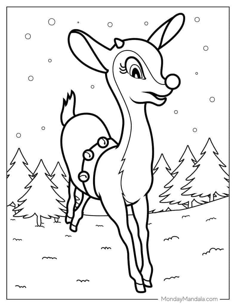 Rudolph coloring pages free pdf printables