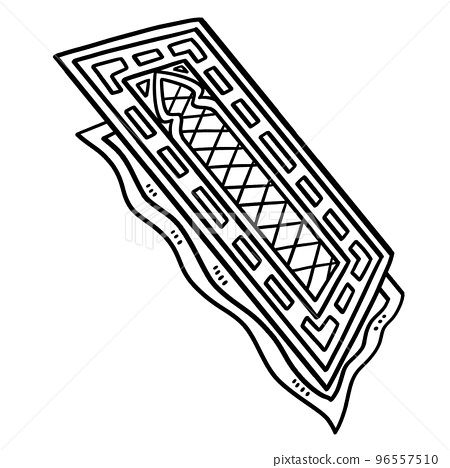 Ramadan prayer mat isolated coloring page for kids