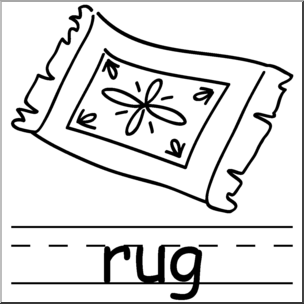 Clip art basic words rug bw labeled i