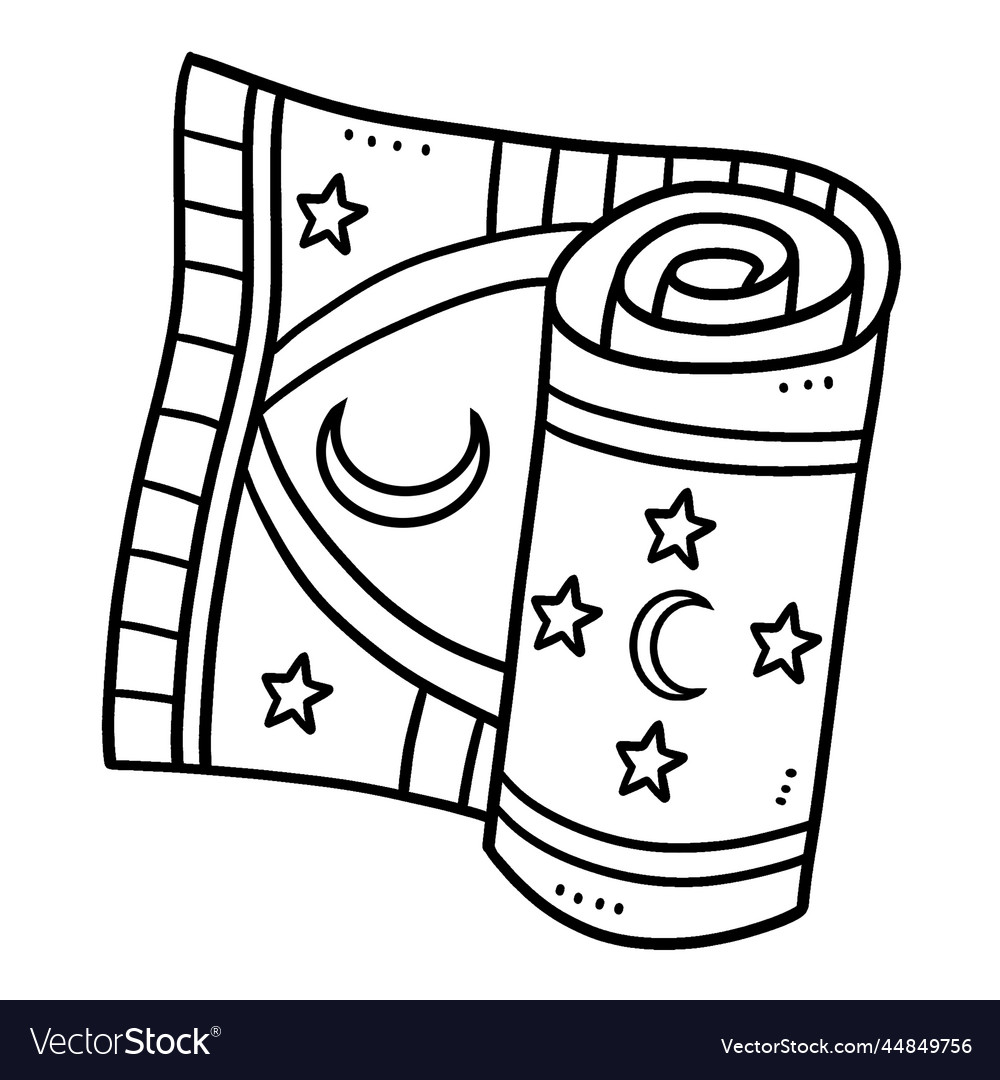 Ramadan prayer mat isolated coloring page for kids