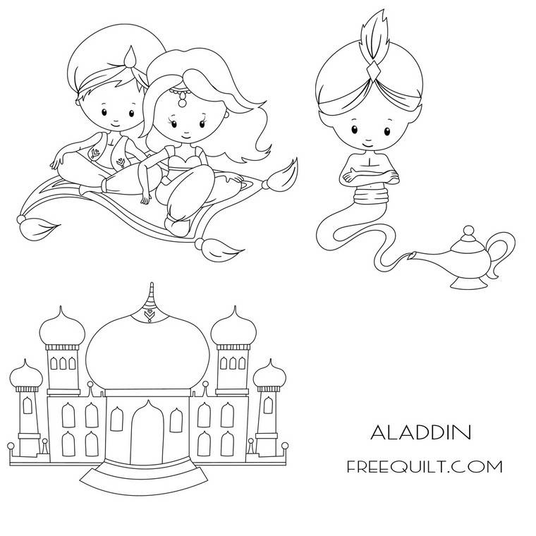 Aladdin folk tale clip art â print black white graphics