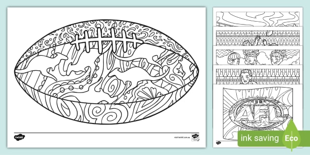 Footy colours day mindfulness colouring pages teacher made