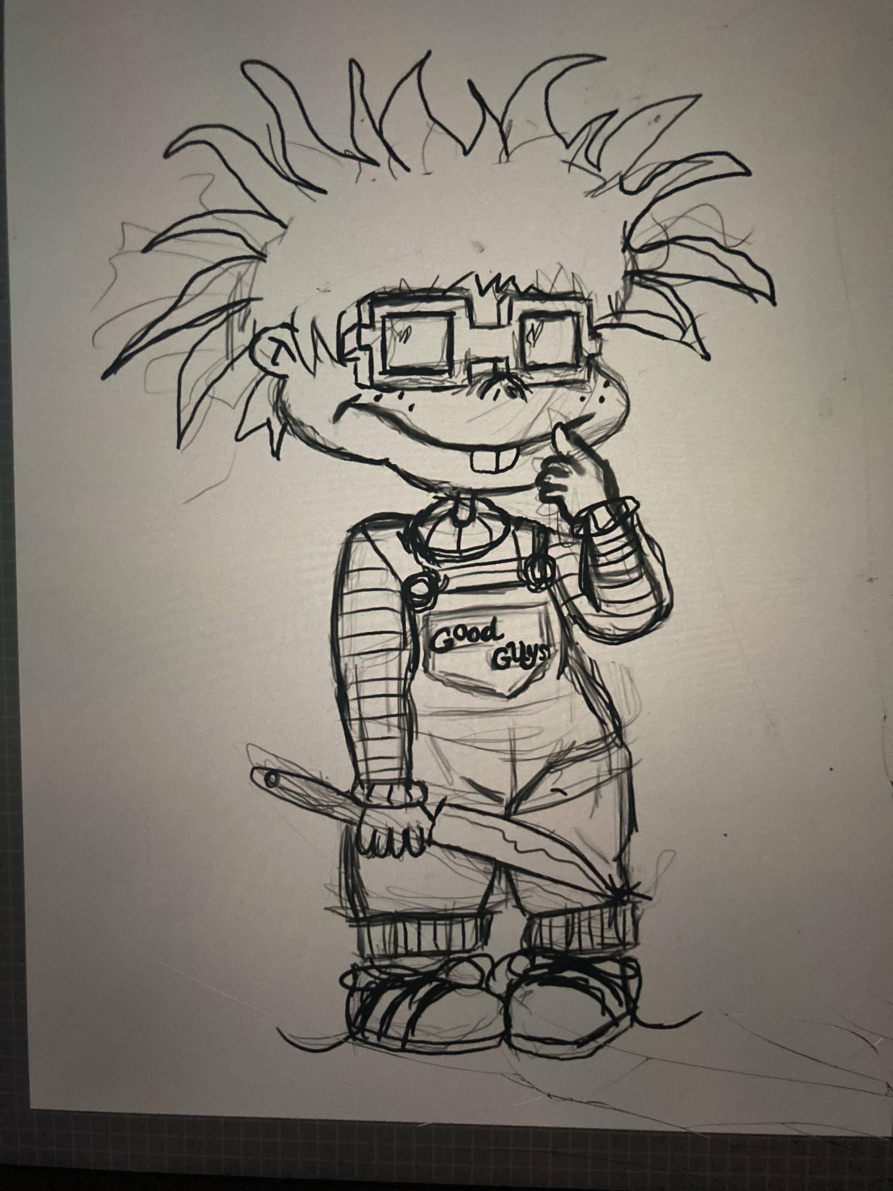 Chuckie finster dresses up like chucky the doll i cant wait to color it rrugrats