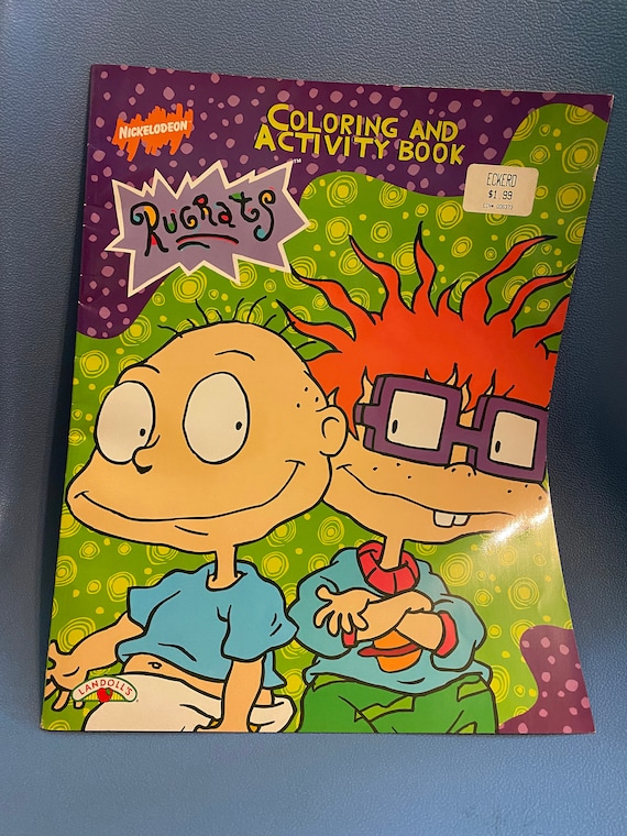 Vintage xl oversized rugrats coloring book nos unused landolls tommy chuckie angelica via nickelodeon animated show valentines gift