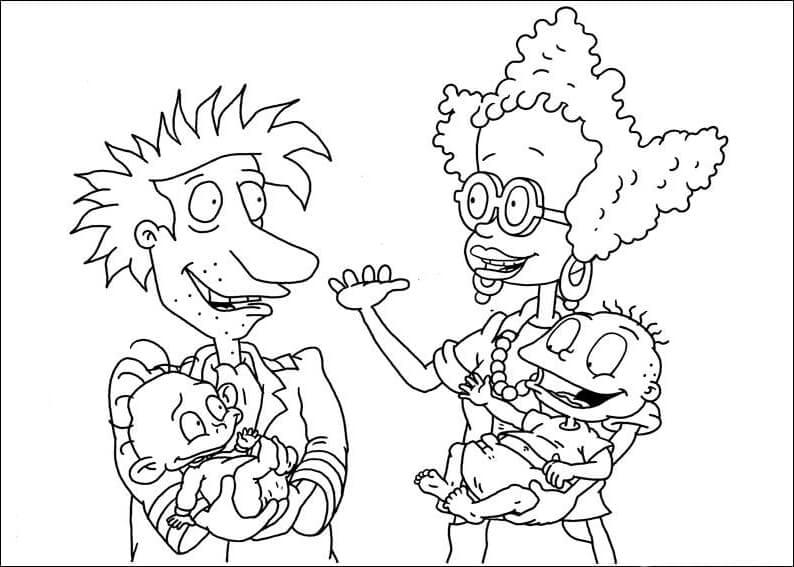 Funny family from rugrats coloring page