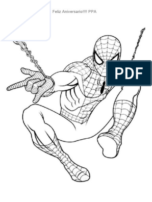 Dibujo colorear spiderman colgandose de su telarana pdf