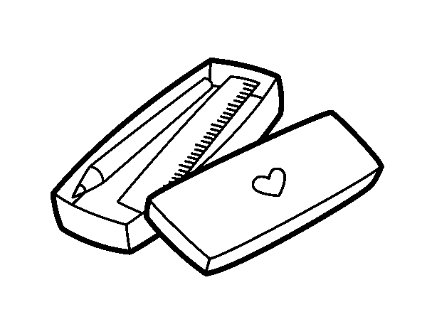 Little box with pencil and ruler coloring page