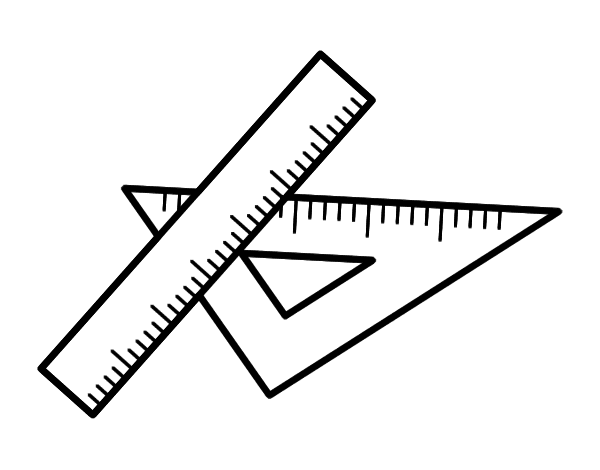 Set square and ruler coloring page