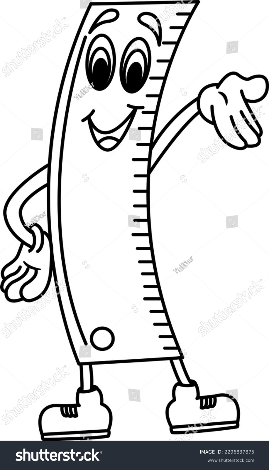 Cartoon ruler coloring page vector illustration stock vector royalty free