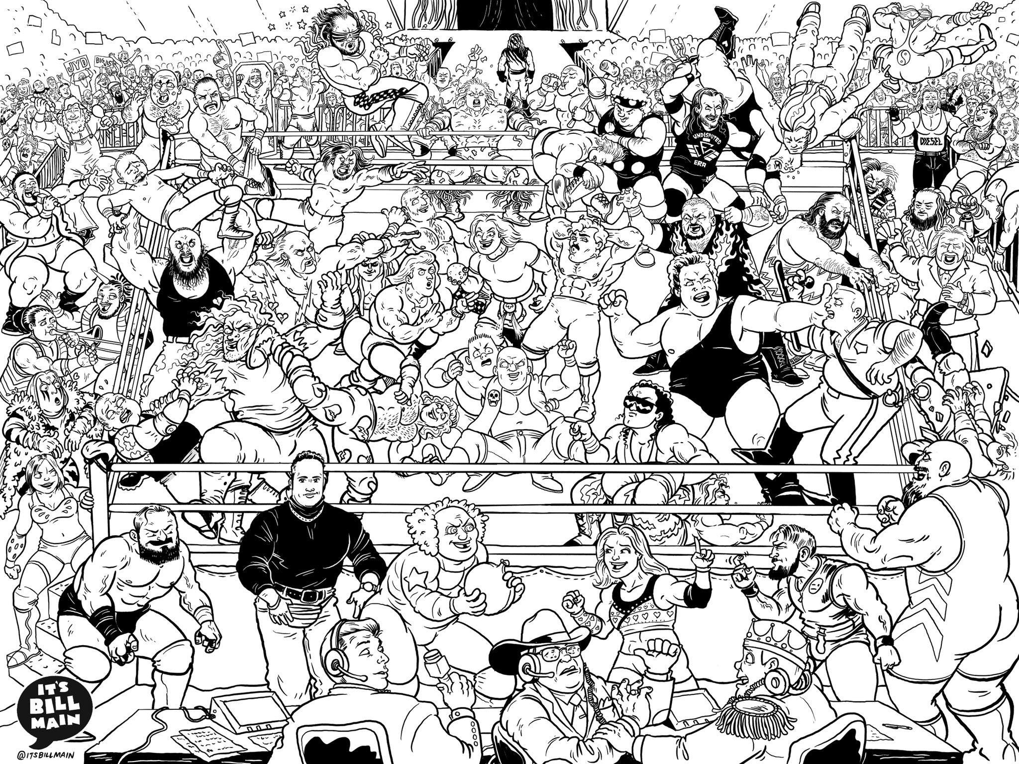 Its bill main on x free xâ coloring page im making this fantasy royal rumble piece that i drew available as a free download for you to print and hopefully color if